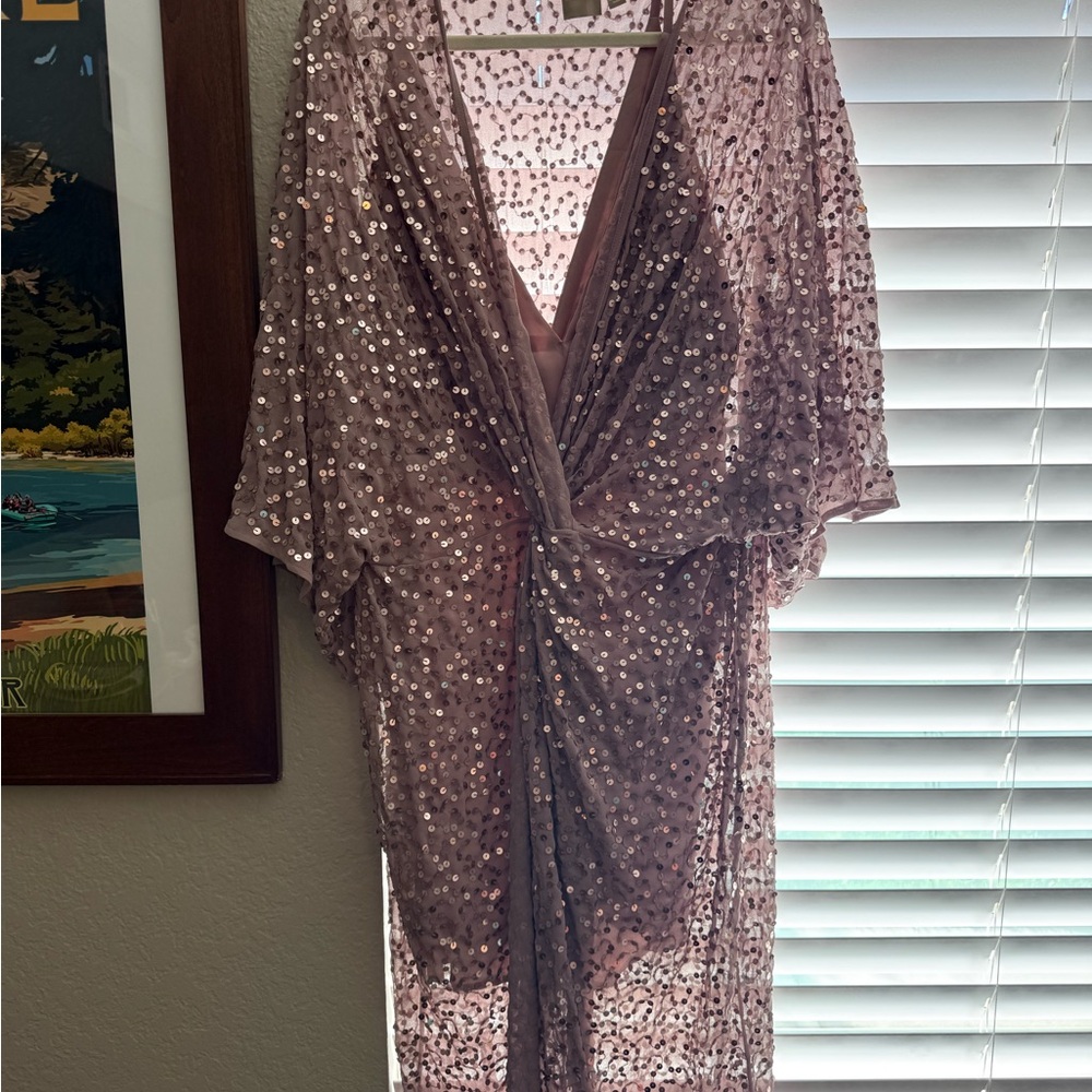 Elegant Sequin Kimono Slip Dress